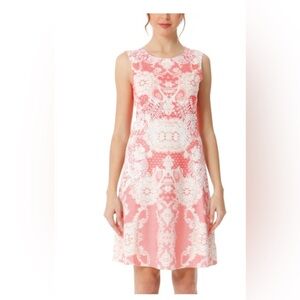 Desigual Elegant watermelon and White Sleeveless lace overlay knit dress